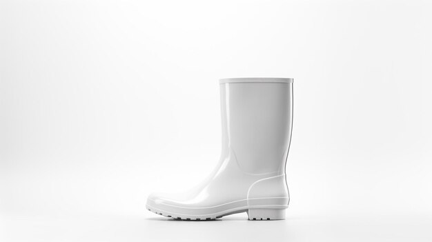 Photo chaussures de pluie blanches isolées sur fond blanc avec un espace de copie pour la publicité