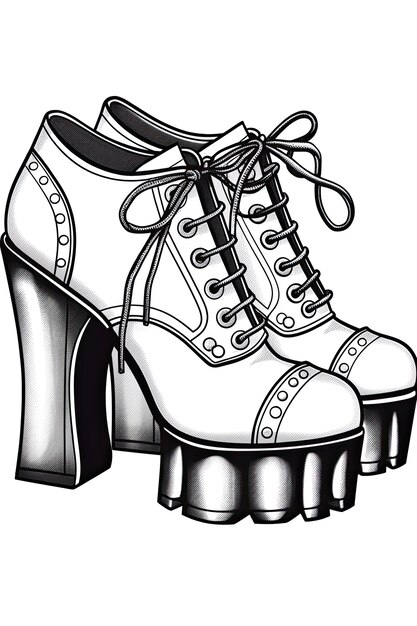 Photo des chaussures pour filles magnifiques en noir et blanc illustration de livre à colorier