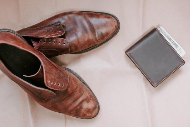 chaussures pour hommes en cuir marron en cuir véritable