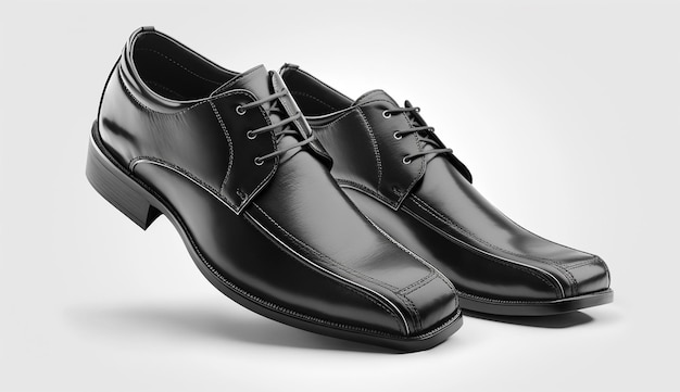 Chaussures pour hommes en cuir noir sur fond gris rendu 3d