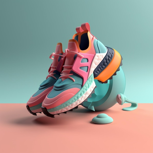 Chaussures de sport dans une palette de couleurs tendance pour la publicité avec l'IA générative