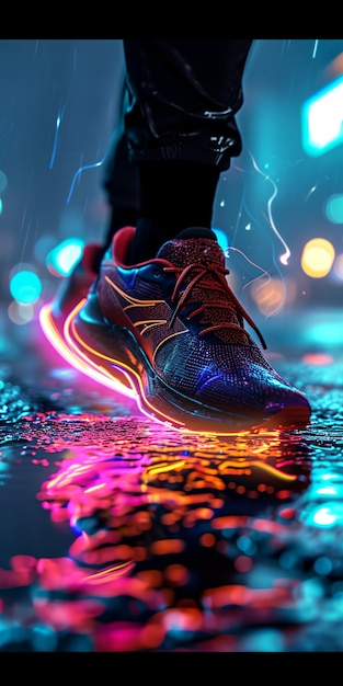 Photo chaussures de sport en néon pour affiche murale