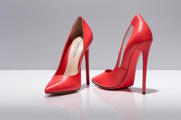 Photo chaussures à talons coniques pour femmes en rouge clair