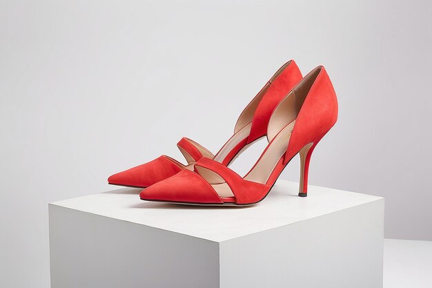 Photo chaussures à talons coniques pour femmes en rouge clair