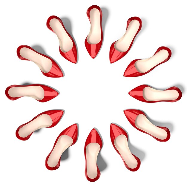 Photo chaussures à talons hauts rouges debout en cercle