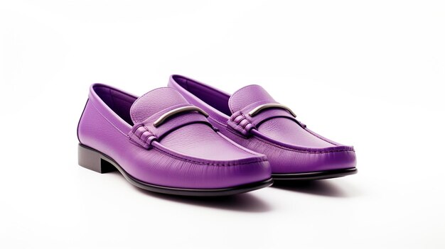 Photo chaussures violet loafers isolées sur fond blanc avec un espace de copie pour la publicité
