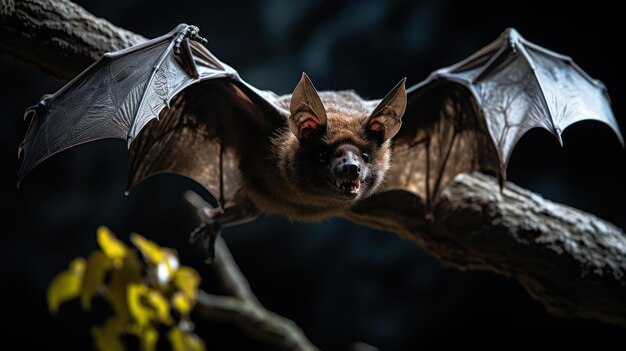 Photo la chauve-souris c. brachyotis suspendue à un toit