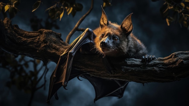 Photo la chauve-souris c. brachyotis suspendue à un toit