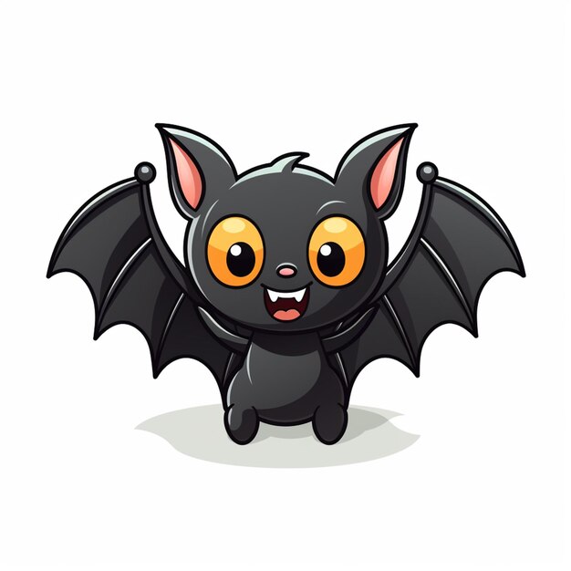 chauve-souris de dessin animé avec de grands yeux et de grandes ailes ai générative