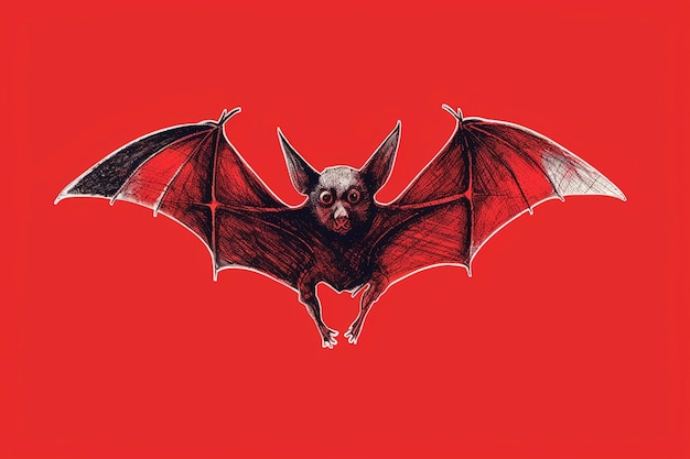 Une chauve-souris avec un fond rouge qui dit "bat" dessus