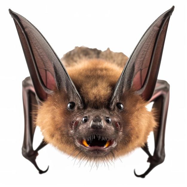 Photo une chauve-souris avec un gros nez et de grands yeux est sur un fond blanc.