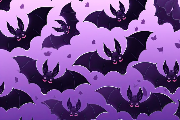 chauve-souris mignonne simple halloween violet et noir ai génératif