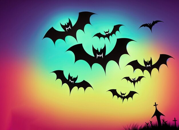 Les chauves-souris d'Halloween dans le fond du ciel