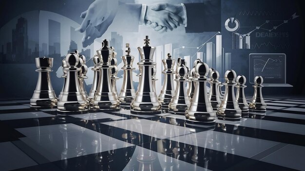 Échecs d'or et d'argent sur un jeu d'échecs pour les entreprises métaphore concept de leadership