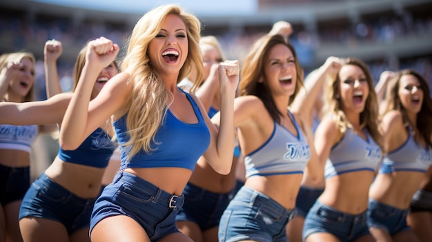 Cheerleaders belle fille athlétique avec des compétences en danse