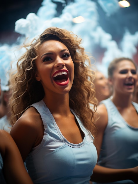 Cheerleaders belle fille athlétique avec des compétences en danse