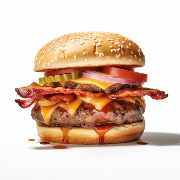 Un cheeseburger au bacon haute résolution très réaliste