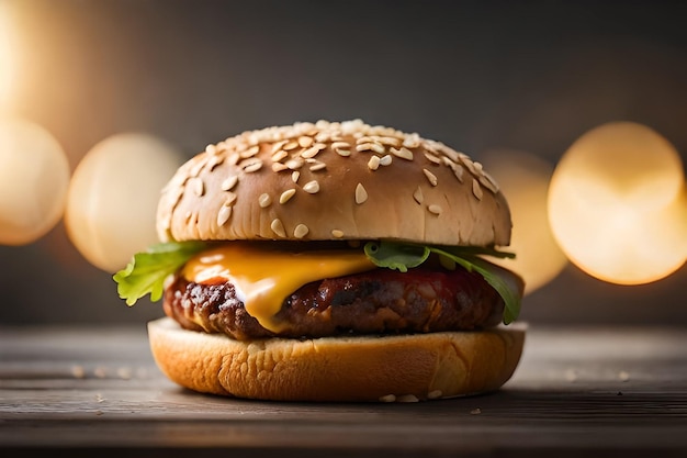 Photo un cheeseburger avec un cheeseburger dessus