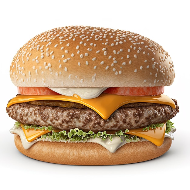 Cheeseburger sur fond blanc isolé