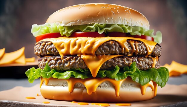 un cheeseburger avec une tranche de fromage