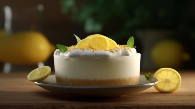 Photo cheesecake au citron dans un bol generative ai