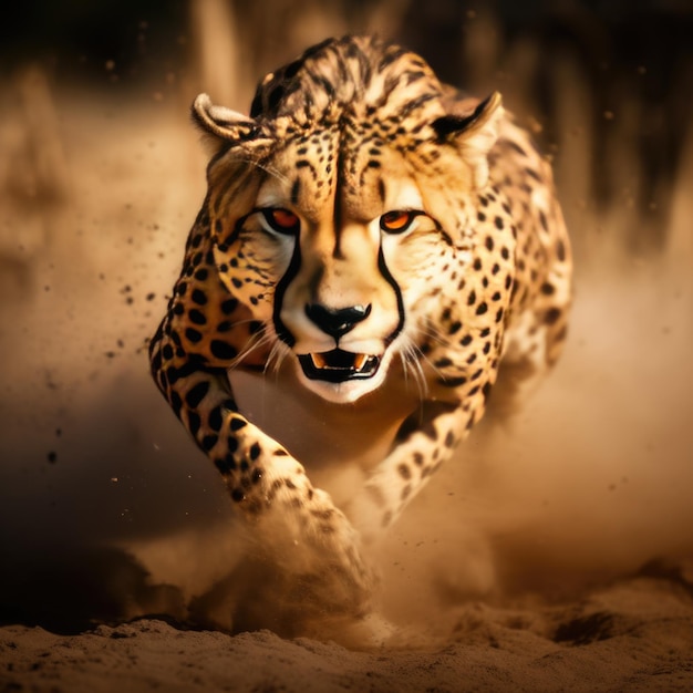 Cheetah dans un style d'action motion blur