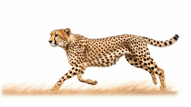 Cheetah sprint sur fond blanc