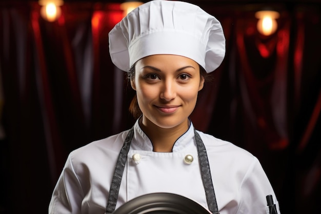 Chef de 35 ans avec un chapeau de chef et un tablier