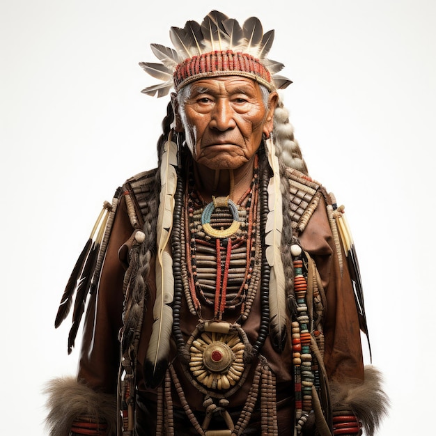 Chef amérindien en tenue traditionnelle