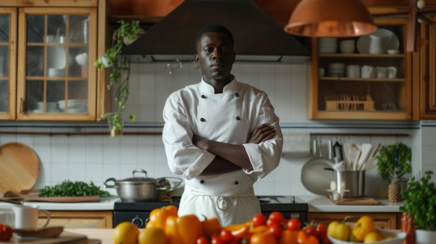 chef de cuisine afro-américain moyen plein plan