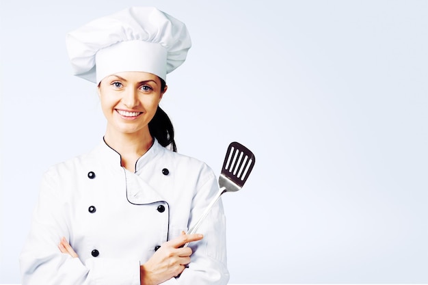 Chef de cuisine restaurant femmes femme cuisine commerciale joyeuse