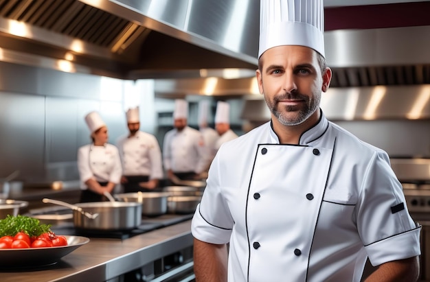 Chef dans la cuisine d'un restaurant