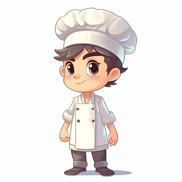 chef de dessin animé avec un chapeau blanc et un pantalon noir ai générative