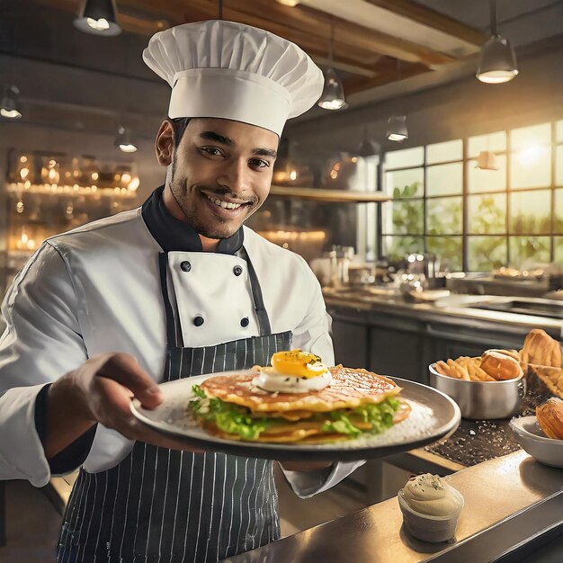 Photo un chef flambeant crpes suzette générative ai