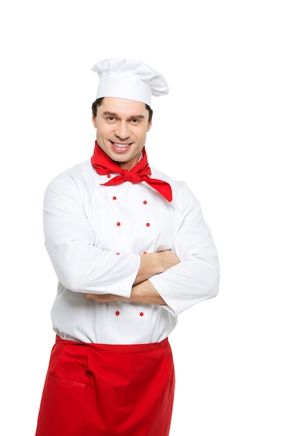 Chef homme sur un blanc.