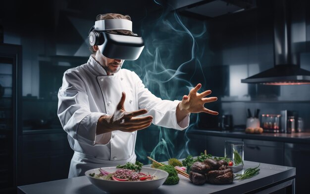 Chef de l'innovation culinaire explorant la cuisine VR