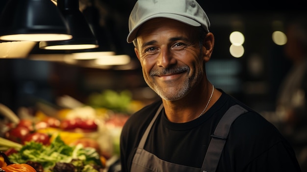 Chef masculin professionnel dans son uniforme immaculé