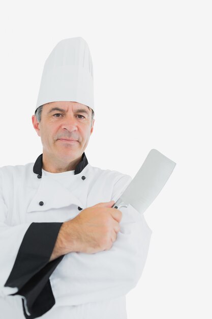 Chef masculin tenant cleaver