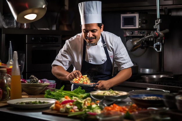 Chef mexicain en action dans la cuisine