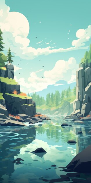 Un chef-d'œuvre de lagune étonnamment réaliste Une illustration de dessin animé inspirée par Atey Ghailan