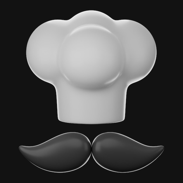 Chef premium et icône de chapeau de cuisine rendu 3d sur fond isolé