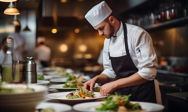 Chef préparant de la nourriture