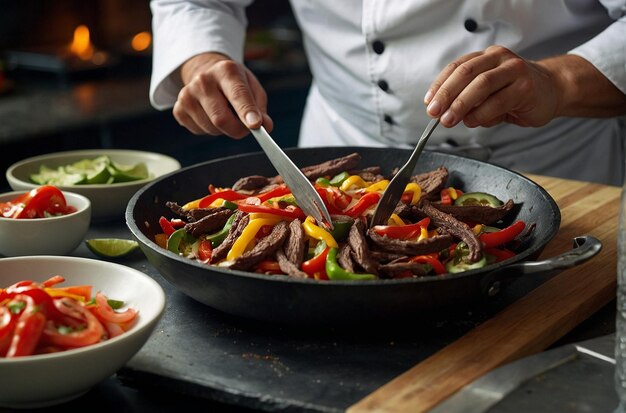 Le chef prépare les Fajitas