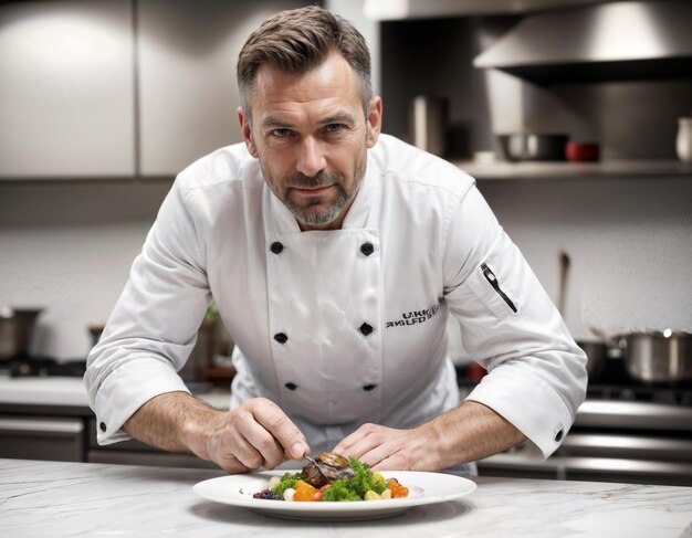 Photo un chef prépare un repas dans une cuisine