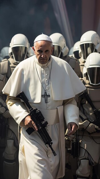 Photo un chef religieux avec une arme à feu à la main