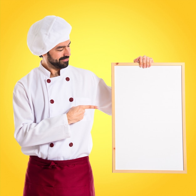 Chef, tenue, vide, affiche, coloré, fond