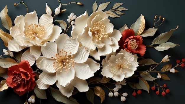 Chefs-d'œuvre floraux islamiques Un talent artistique captivant dans de merveilleuses fleurs AI générative