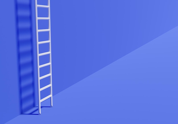 Échelle de concept avec fond blanc Escalier avec étapes rendu 3d