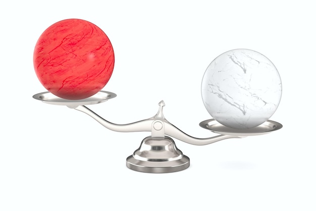 Échelles avec boules sur fond blanc Illustration 3D isolée