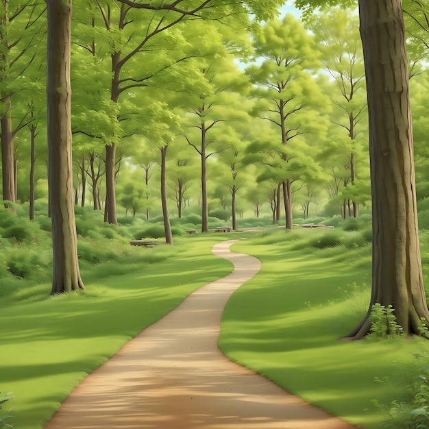 Chemin animé à travers une forêt fantastique Fond généré Ai